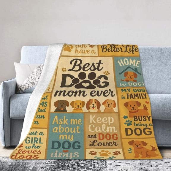 Dog Mom Gifts for Women Throw Blanket, Gift for Dog Lovers, Funny Sayings Inspirational & Loving Quotes Print Soft Cozy Flannel Blankets, Home Decor for Bed Sofa 50x40