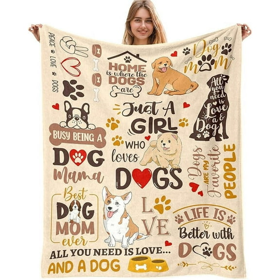 Dog Mom Gifts for Women, Gifts for Dog Lovers Throw Blanket 50x60 Inch, Just A Girl Who Loves Dogs Blanket