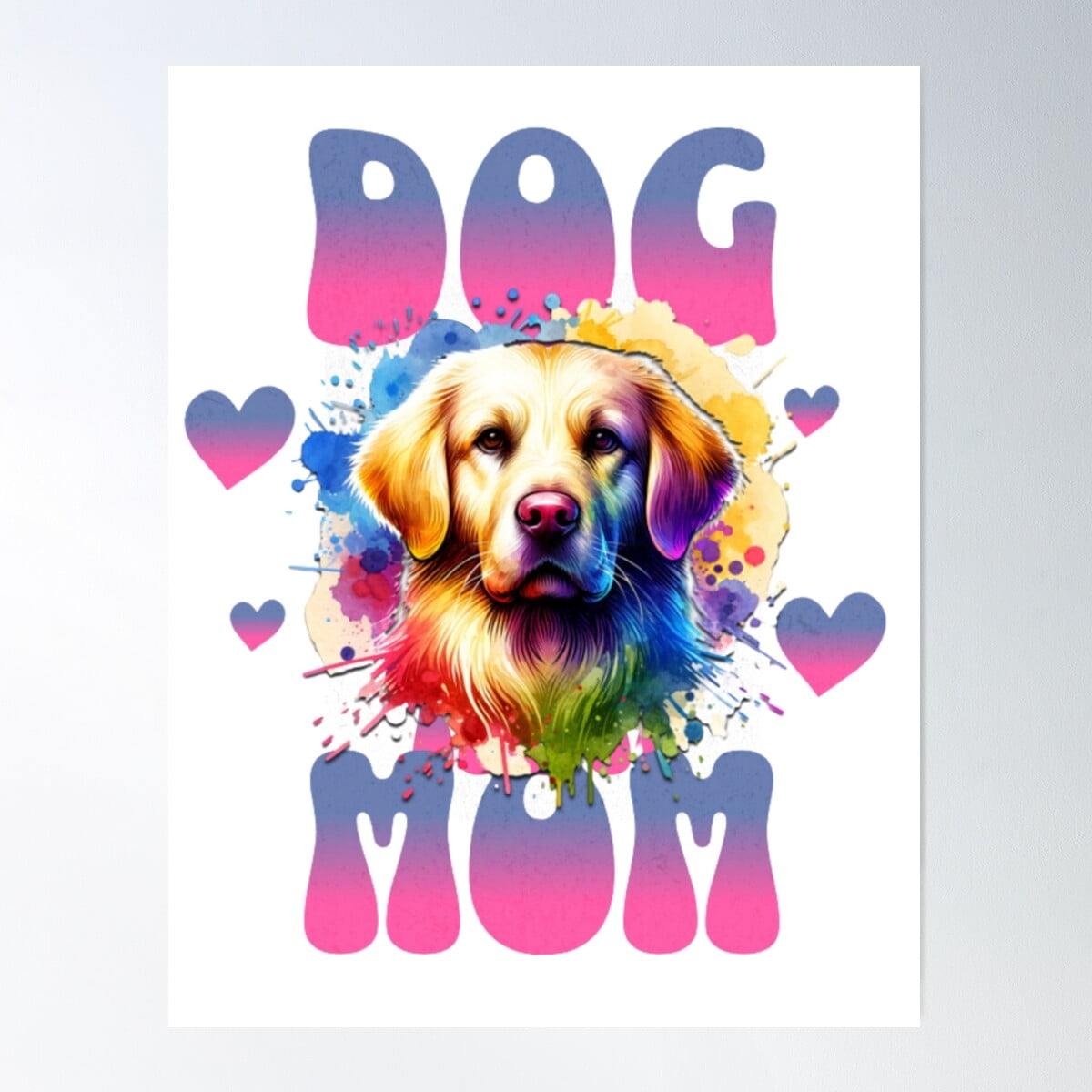 Dog Mom Golden Retriever Poster Wall Art, Modern Wall Decor For
