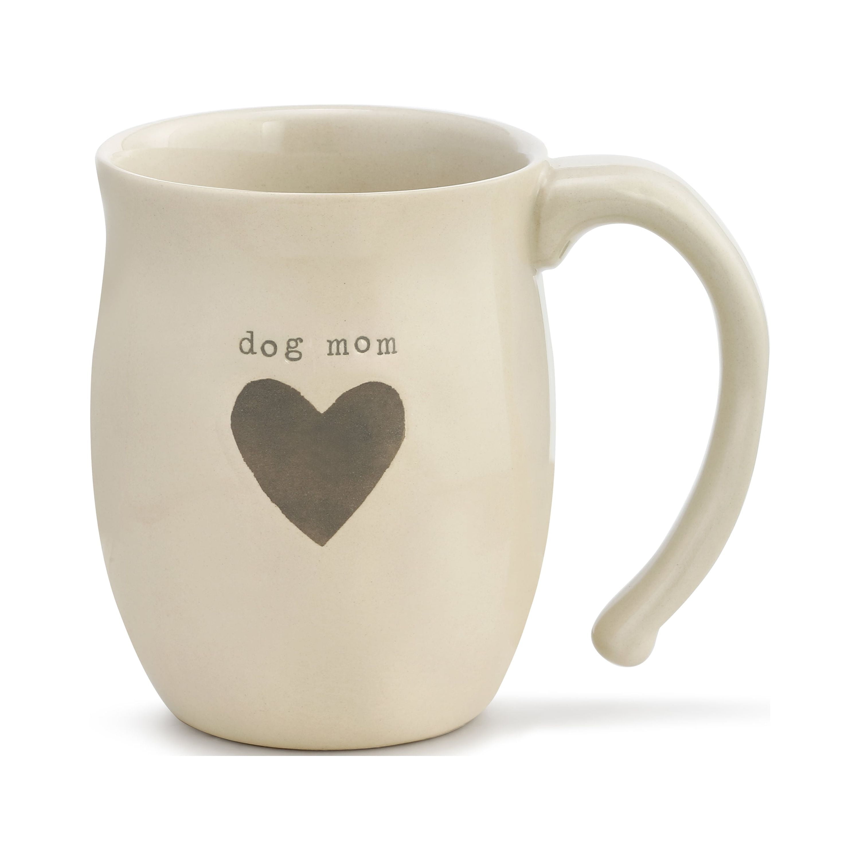 Dog Mom Heart Cream Inspirational 16 ounce Ceramic Stoneware Coffee Mug