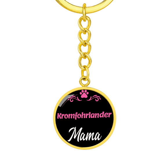 Dog Mom Keyring Kromfohrlander Mama Circle Keychain Stainless Steel or 18k Gold