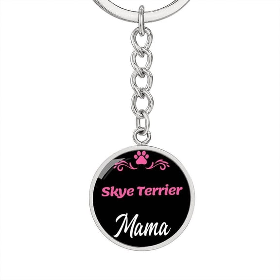 Dog Mom Keyring Skye Terrier Mama Circle Keychain Stainless Steel or 18k Gold