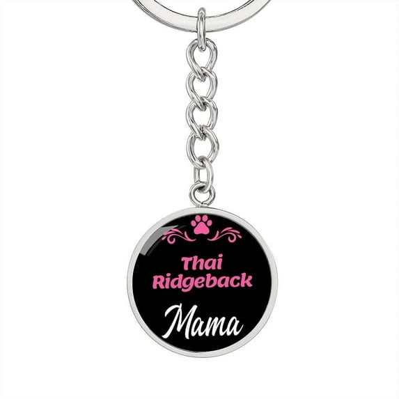 Dog Mom Keyring Thai Ridgeback Mama Circle Keychain Stainless Steel or 18k Gold