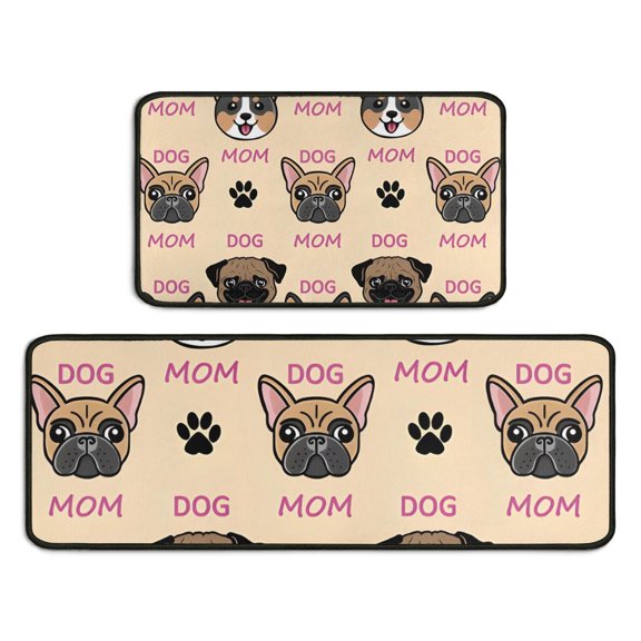 Dog Mom Kitchen Rugs Sets Of 2,Anti Fatigue Kitchen Mat Rugs Non Slip Washable,Decorative Kitchen Floor Mats for Kitchen,Sink,Laundry,17"X30"+17"X47"