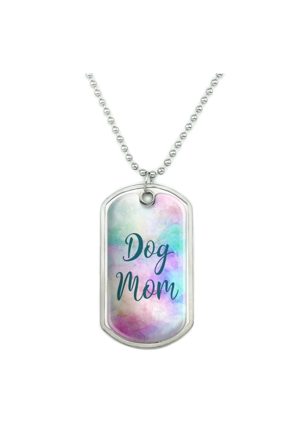 Dog Mom Military Dog Tag Pendant Necklace with Chain