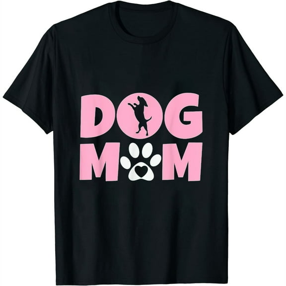 Dog Mom - Mothers Day Present for Dog Loving Mom - Cute Dog Womens T-Shirt Black Large