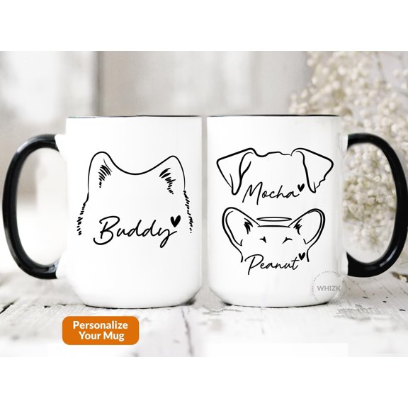 Dog Mom Mug With Name Dog Mom Gift For Women Her Personalized Dog Ears Cups Dog Dad Gift D