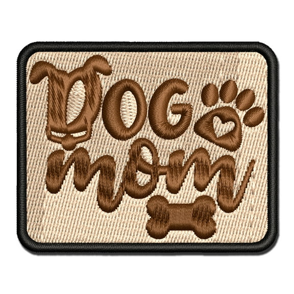 Dog Mom Paw Print Applique Multi-Color Embroidered Iron-On Patch - 2.0 Inch Mini