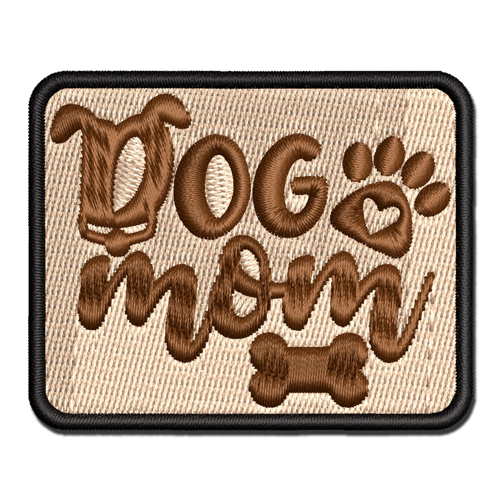 Dog Mom Paw Print Applique Multi-Color Embroidered Iron-On Patch - 3.5 Inch Large