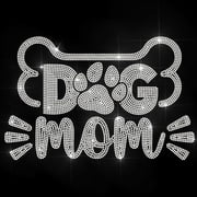 Dog Mom Rhinestone Iron on Transfer Bone Paw Print Heat Transfer Decal Animal Footprint Hot-fix Rhinestone Transfers Diamond Iron on Stickers for Shirts Bags Hats Jacket Jeans DIY Crafts Mixed Color