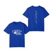 Dog Mom Shirt for Men Dogs Shirt Life is Better with Dogs T-Shirt Dog Paw Print Tee Funny Pet Lover Animal Gift Tops, Blue 3XL