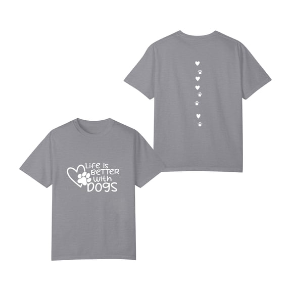 Dog Mom Shirt for Men Dogs Shirt Life is Better with Dogs T-Shirt Dog Paw Print Tee Funny Pet Lover Animal Gift Tops,Gray 2XL