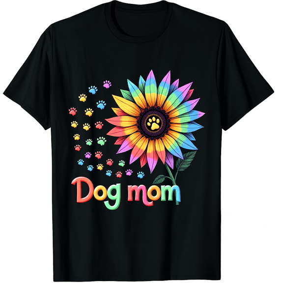 Dog Mom Spiral Dog Paws Prints Tie Dye, Hippie Dog Lover Graphic Crew Neck Short Sleeve T-Shirts (Men's, Women's)