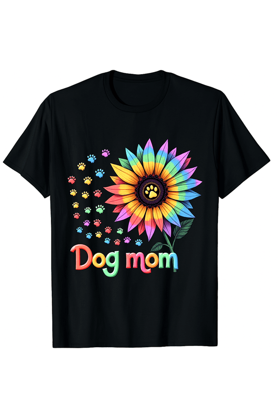 Dog Mom Spiral Dog Paws Prints Tie Dye, Hippie Dog Lover Graphic Crew Neck Short Sleeve T-Shirts (Men's, Women's)