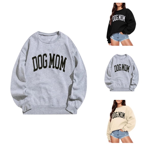 Dog Mom Sweatshirt for Women Long Sleeve Crewneck Casual Loose Pullover Top for Dog Lover