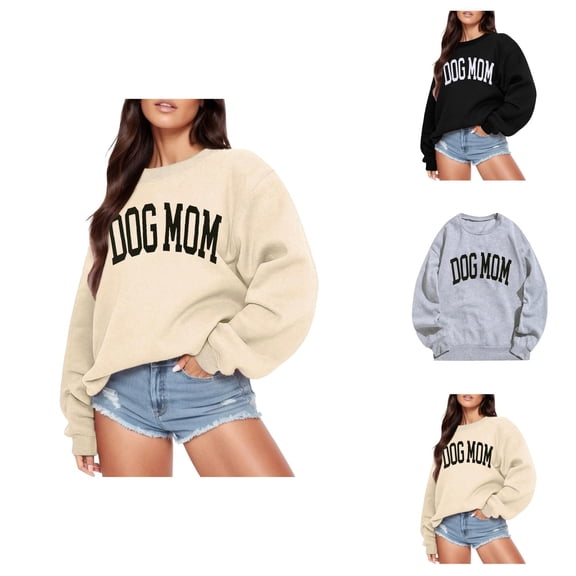 Dog Mom Sweatshirt for Women Long Sleeve Crewneck Casual Loose Pullover Top for Dog Lover