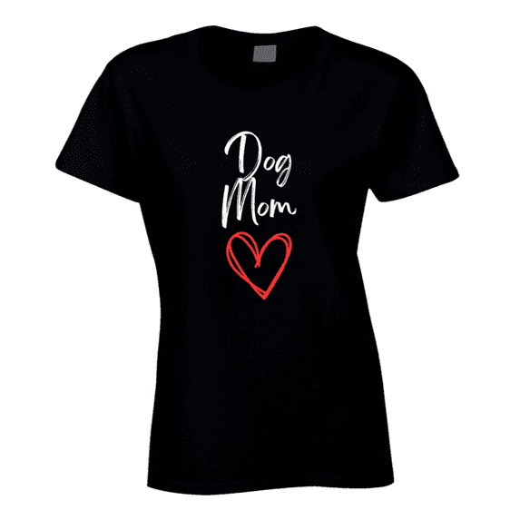 Dog Mom T-shirt - Black/white/red - Ladies T Shirt