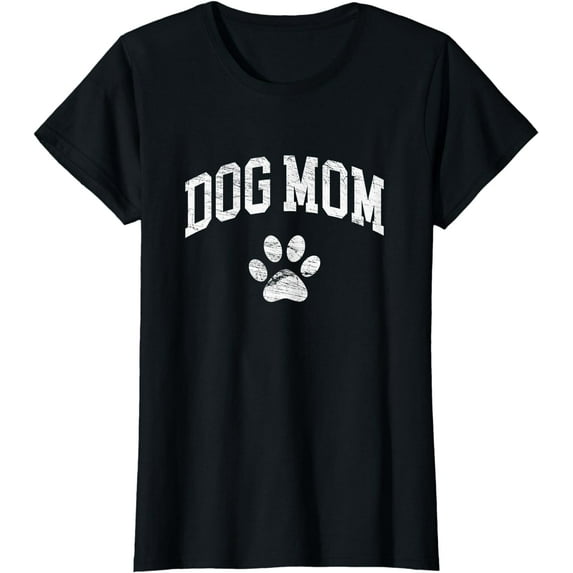 Dog Mom - Vintage Distressed Design - Funny Dog Paw T-Shirt