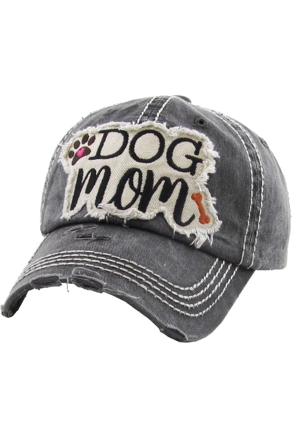 Dog Mom Vintage Distressed Washed Baseball Cap Hat Adjustable