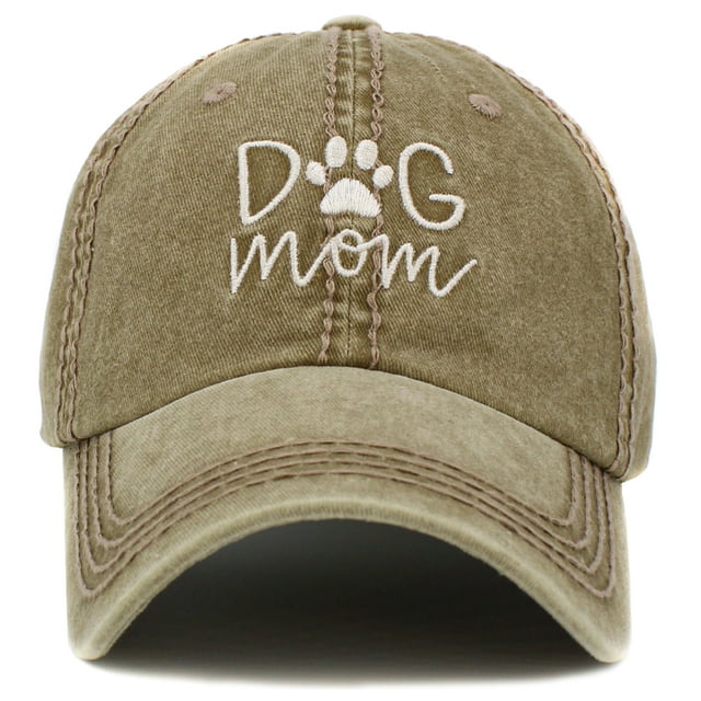 Dog Mom Vintage Washed Baseball Cap Hat Mens Womens Unisex Paw