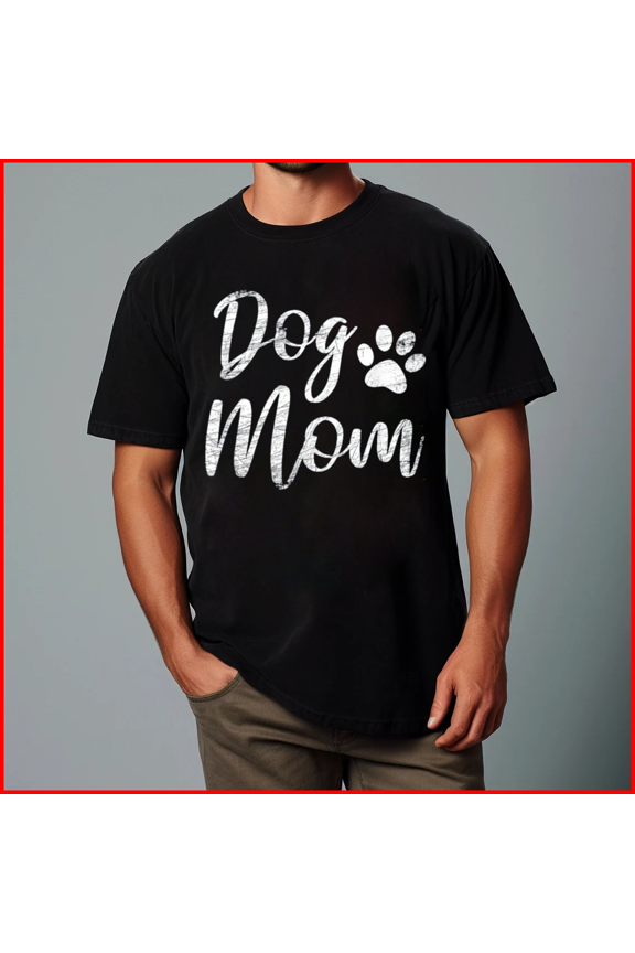 Dog Mom Vintage Worn Design Funny Dog Paw Classic Style Unisex T-Shirt, up to Size 5XL