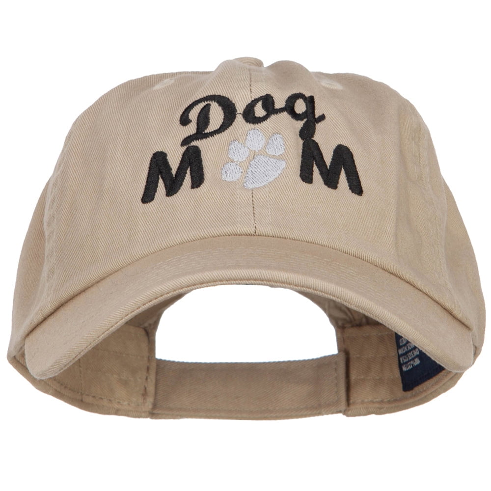 Dog Mom Words with Paw Embroidered Cotton Cap - Khaki OSFM - Walmart.com