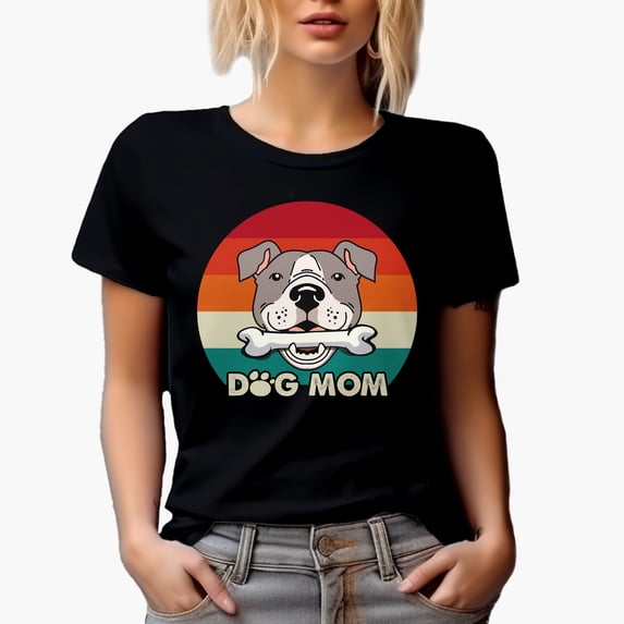 Dog Mom with a Pitbull, Black T-Shirt, Small