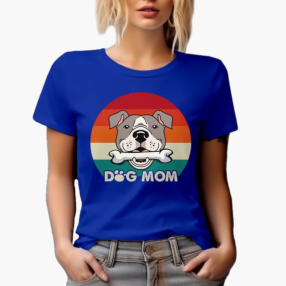 Dog Mom with a Pitbull, Royal Blue T-Shirt, 2XL