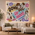 thumbnail image 1 of Down Dog Up Mood Cartoon Dogs in Yoga Poses, Cheerful Illustration Style for Dog Lovers, Dog Yoga Wall Art Birthday Gift, Tapestry Wall Hanging for Yoga Room and Dorm, 1 of 7