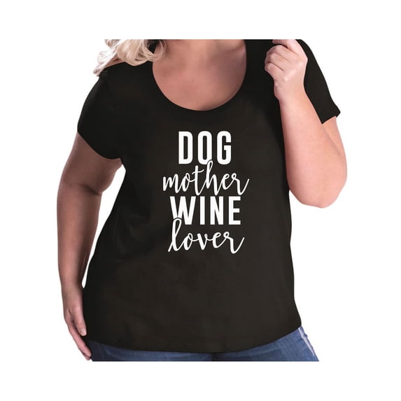Dog Mother Wine Lover Womens Plus Size Scoopneck Tee