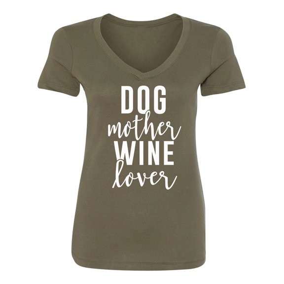 Dog Mother Wine Lover Womens V-Neck T-Shirt