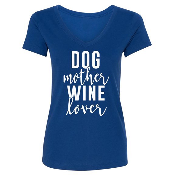 Dog Mother Wine Lover Womens V-Neck T-Shirt