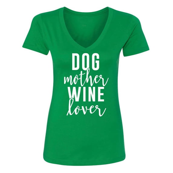 Dog Mother Wine Lover Womens V-Neck T-Shirt