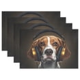 thumbnail image 1 of Dog Music Earphone 12×18 inch Placemats Heat Resistant Washable Foldable Rectangular Placemats Set Decoration Indoor Outdoor for Kitchen Dining Table 6PCs, 1 of 8