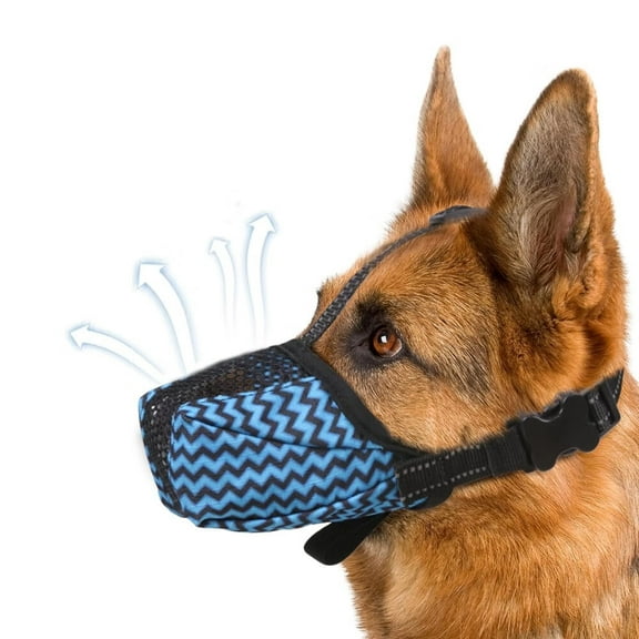 Dog Muzzle,Air Mesh Breathable Muzzle for Medium Large Sized Dogs to Anti & Prevent Biting Barking Chewing,Soft Basket Muzzle for German Shepherd Dog with Reflective & Adjustable Strap