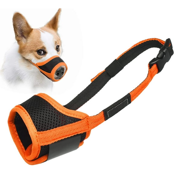 Dog Muzzle Anti Biting Barking and Chewing with Comfortable Mesh Soft Fabric and Adjustable Strap, Suitable for Small, Medium and Large Dogs