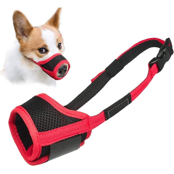 Dog Muzzle Anti Biting Barking and Chewing with Comfortable Mesh Soft Fabric and Adjustable Strap, Suitable for Small, Medium and Large Dogs