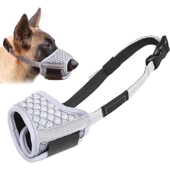 Dog Muzzle Anti Biting Barking and Chewing with Comfortable Mesh Soft Fabric and Adjustable Strap, Suitable for Small, Medium and Large Dogs