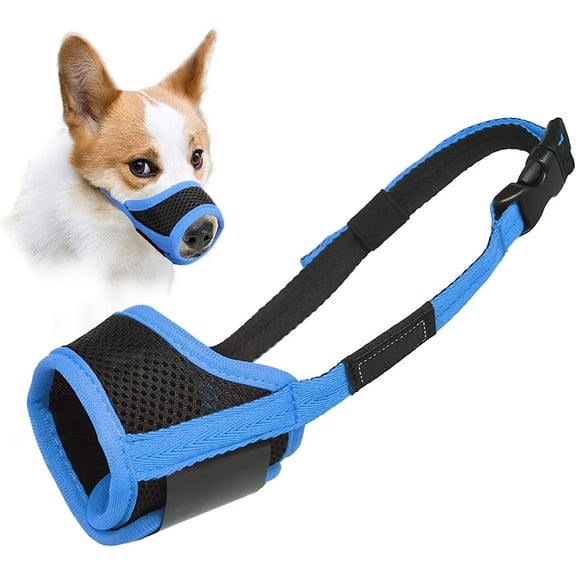 Dog Muzzle Anti Biting Barking and Chewing with Comfortable Mesh Soft Fabric and Adjustable Strap, Suitable for Small, Medium and Large Dogs