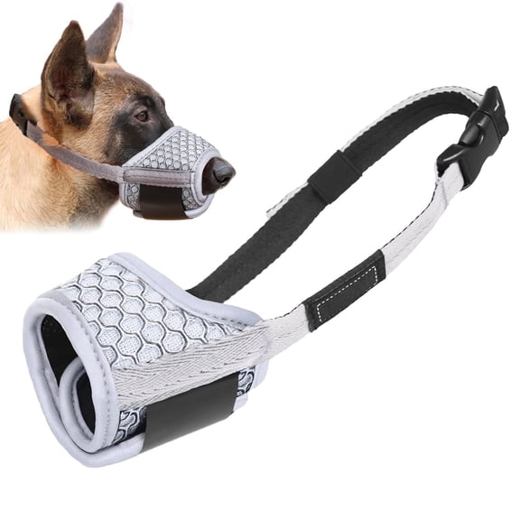 Dog Muzzle Anti Biting and Chewing with Comfortable Mesh Soft Fabric and Adjustable Strap, Suitable for Small, Medium and Large Dogs(Red Trim,XS)