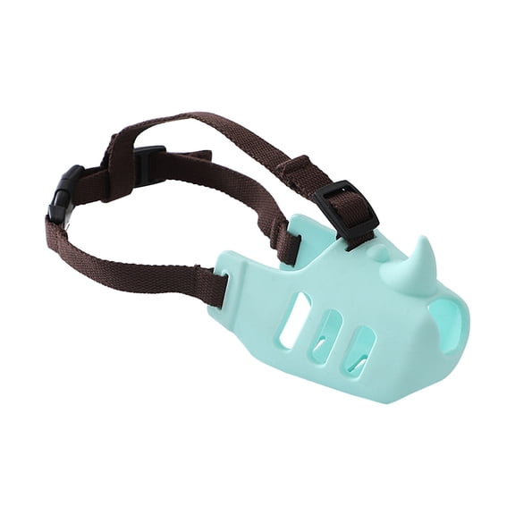 Dog Muzzle for Biting Prevention - Comfortable Silicone Mouth Cover for Small/Medium Breeds, Adjustable & Breathable Design Allows Panting, Funny Rhino Style for Stress-Free Training