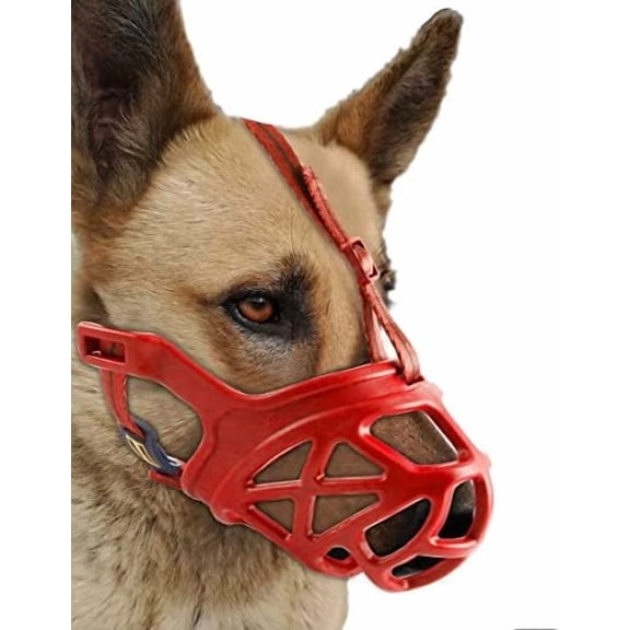 Dog Muzzle, Breathable Basket Muzzles for Small, Medium, Large and X-Large Aggressive Dogs Beagle German Shepherd Doberman, Cage Mouth Guard Stop Biting Chewing for Grooming Training