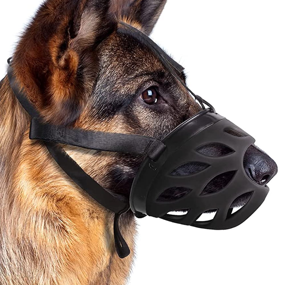 Dog Muzzle Soft Basket Silicone Muzzles for Dog Best to Prevent Biting Chewing and Barking Allows Drinking and Panting RedM 31.5cm