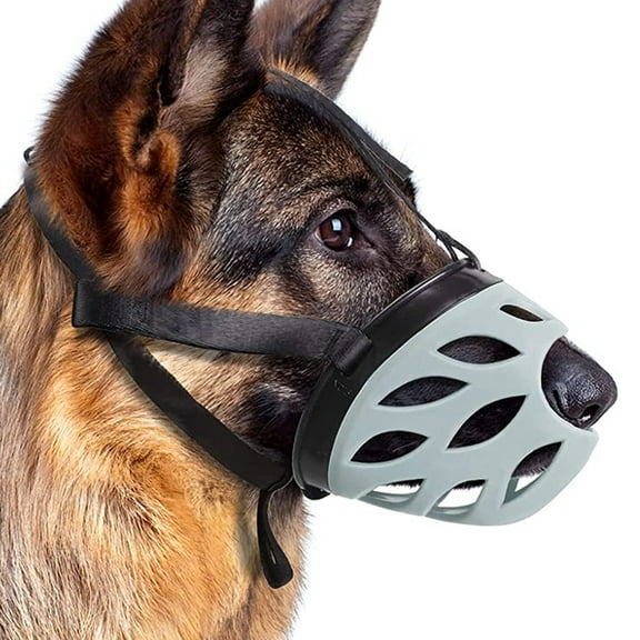 Dog Muzzle, Breathable Basket Muzzles for Small, Medium, Large Dogs, Anti-Biting, Barking and Chewing Dog Mouth Cover,GreyS 28cm