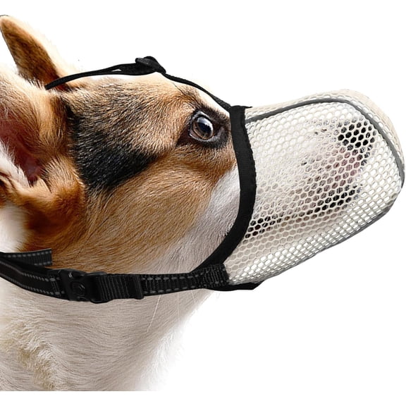 Dog Muzzle, Breathable Soft for Extra Small Dogs to Anti & Prevent Barking Biting Chewing, Reflective & Adjustable Basket Muzzle with Air Mesh for Dachshund Black XS