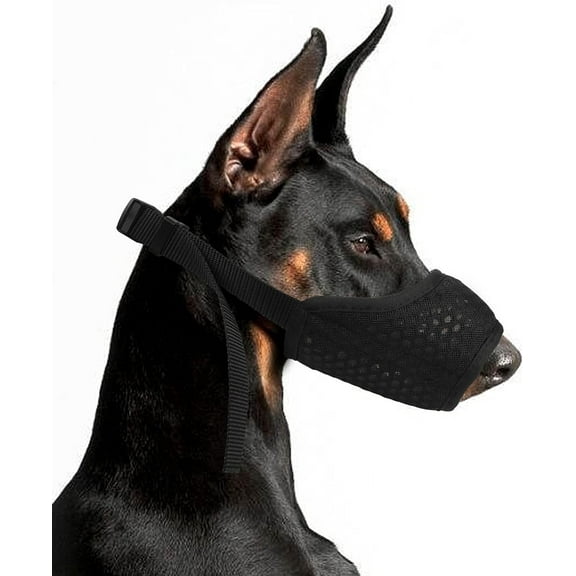 Dog Muzzle, Breathable Soft Nylon Muzzle for Small Medium Large Dogs Anti Biting Barking Chewing, Adjustable Strap Mesh Soft Dog Muzzle Allows Panting and Drinking