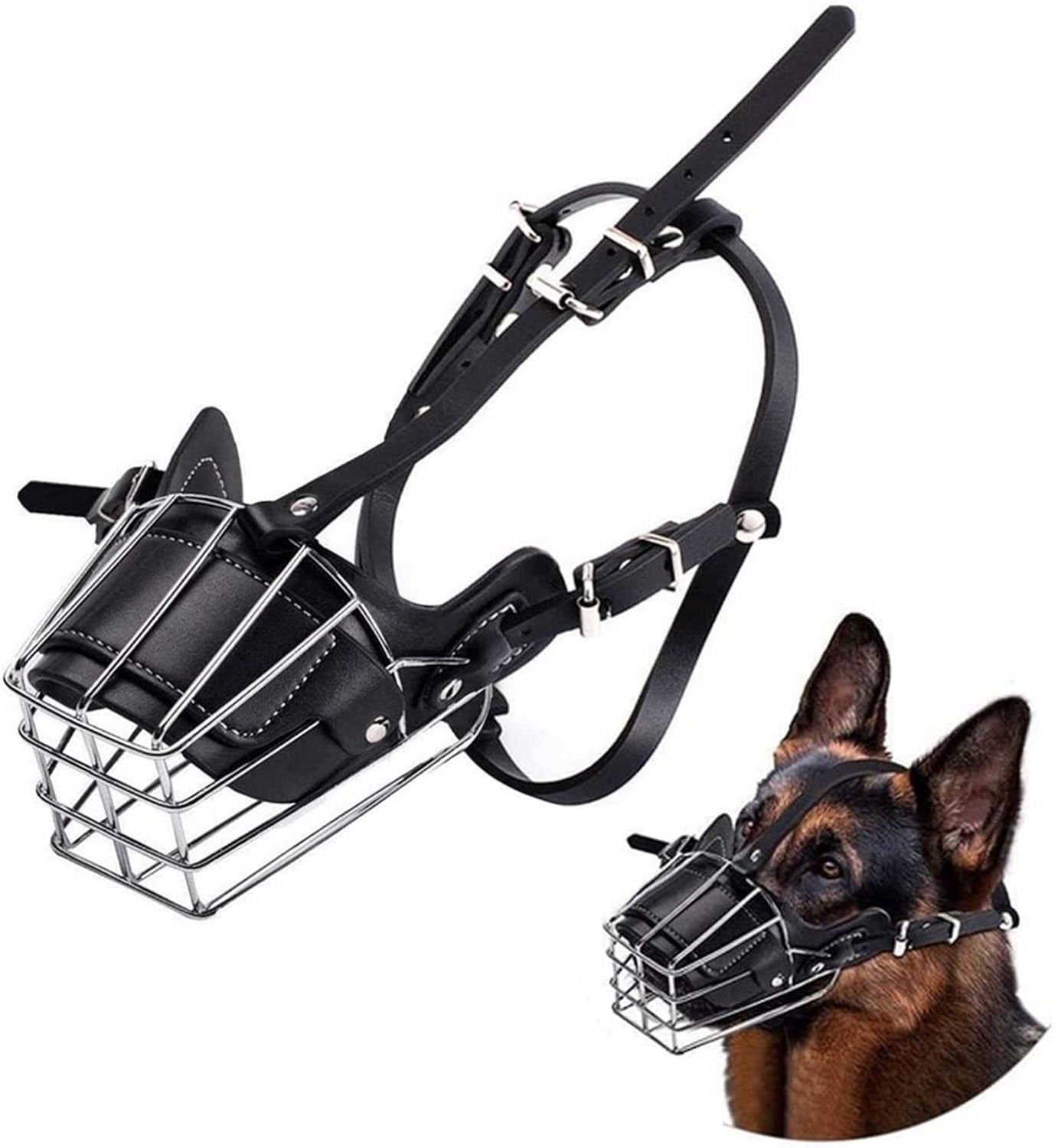 Secure Leather Mesh Basket Dog Muzzle Boxer English Bulldog Circumference 14