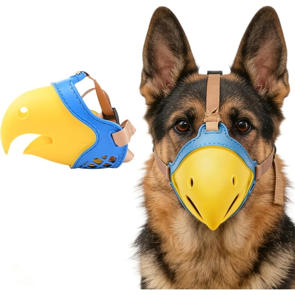 Dog Muzzle for Large & Medium Sized Dogs, Bite Proof & Anti Licking - Soft TPR Safety Muzzle with Adjustable Hawk-Beak Design for Walking, Grooming, Vet Visits, Gentle and Breathable