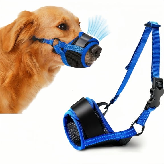 Dog Muzzle for Large Medium Small Dogs, Soft Breathable Air Mesh Dog Mouth Cover Anti Biting Barking Chewing, Adjustable Dog Muzzle for Dogs Grooming, Allow Drinking Eating(S)