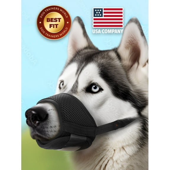 Dog Muzzle (Large), Soft & Comfortable Mesh Muzzle for Dogs, Safe Mouth Cover for Pet Training by Yes4Quality